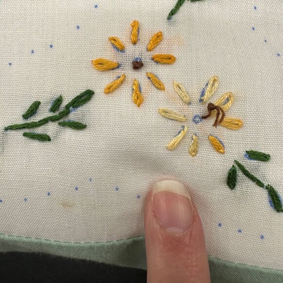 Vintage Throw Pillows Embroidered Floral Peach Green White Set Of 3 Cottagecore - Picture 6 of 10